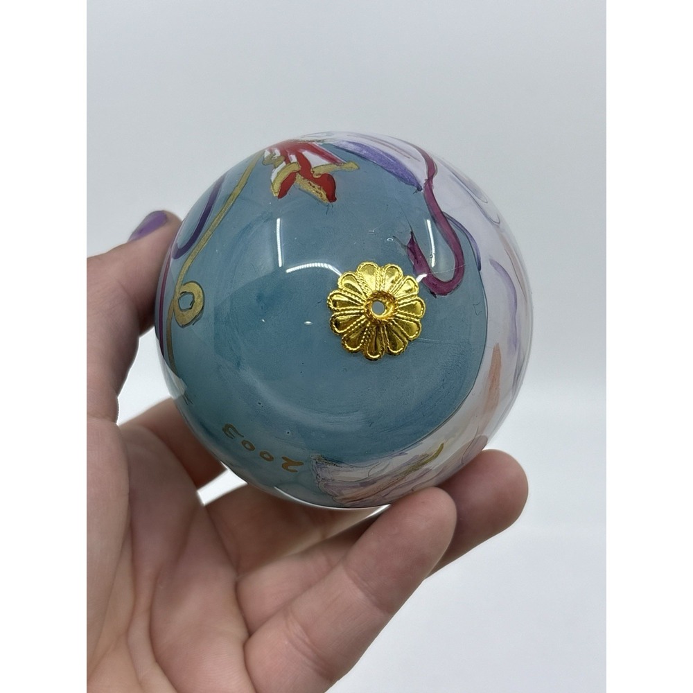 Li Bien Ornament Hand Painted Glass Angel 2003 Christmas Tree Pier 1 Eglomise - Picture 4 of 7